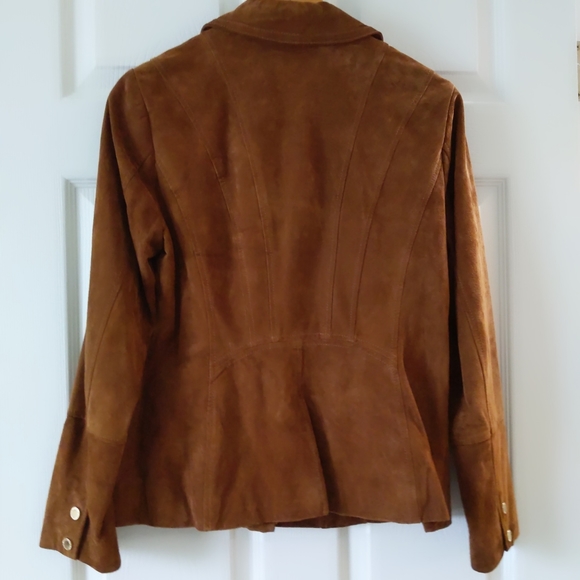 Isaac Mizrahi Live brown suede jacket gold size 8 - Picture 5 of 11